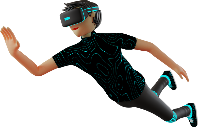 man with virtual reality device metaverse 3d illustration