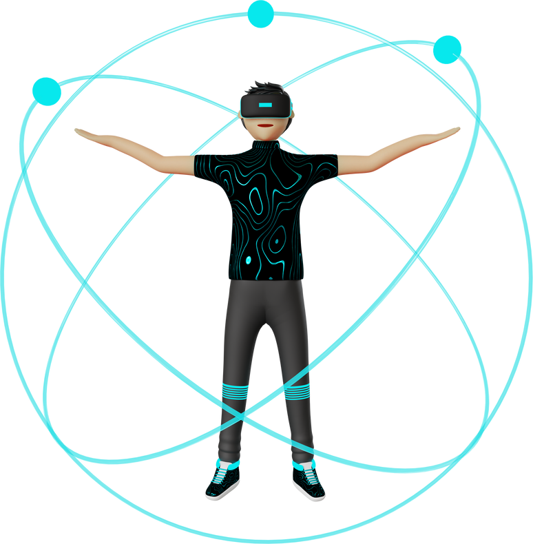 man with virtual reality device metaverse 3d illustration